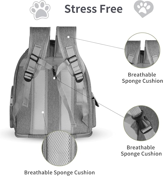 Cat Backpack Carrier for Cats and Small Dogs, Breathable Cat Bubble Backpack, Airline Approved Pet Travel Carrier for Hiking Camping Outdoor(Grey)