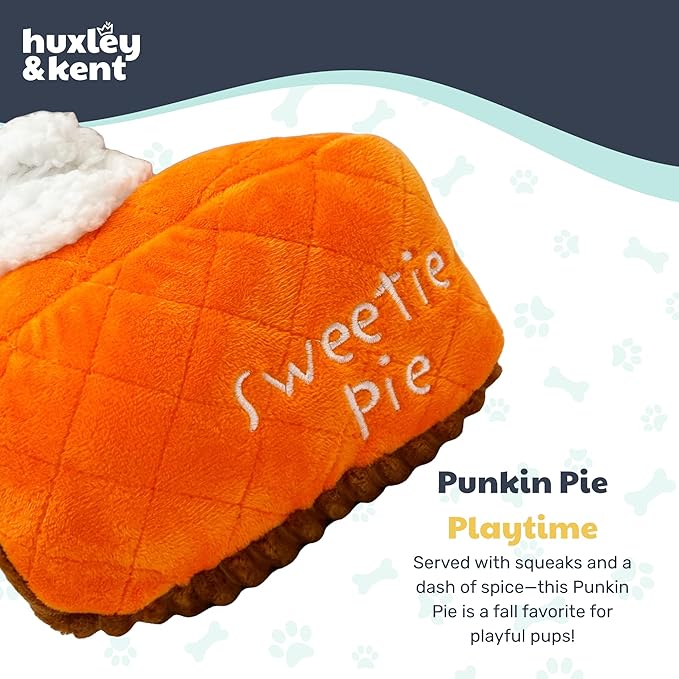 Huxley & Kent Funny Dog Toy w/Squeaker – Fall Power Plush Squeaky Dog Toys for Small, Medium & Large Dogs – Soft Stuffed Animal for Indoor Play & Fetch - Punkin Pie, Large