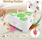 3-in-1 Interactive Cat Toys for Indoor Cats,Automatic Kitten Toy,Flying Bird,6 Holes Mole,Rotating Feather, Rechargeable USB Interactive Cat Feather Toys for Bored Indoor Cats