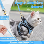 rabbitgoo Cat Harness and Leash Set for Walking Escape Proof, Adjustable Soft Kittens Vest with Reflective Strip for Cats, Comfortable Outdoor Vest, Light Blue, M