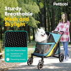 Petbobi Dog Stroller for Medium Dogs - Easy Fold Dual Entry Pet Stroller with One-Foot Brake, All Terrain Wagon Cart with Large Air Mesh, Ideal for Large Senior Pets up to 80 lbs, Green