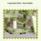 Cat Tree for Indoor Cats, 71'' (180cm) Multi-Level Cat Tower for Large Adult, Sturdy Cat Tree House with 2 Scratching Boards 7 Posts, 2 Plush Perches/Condos, Hammock, Green GCT032GR