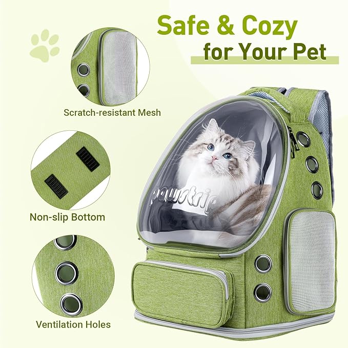Cat Backpack Carrier with Bubble Window, Breathable & Foldable Pet Travel Carrier for Small Dogs and Cats, Airline-Approved for Hiking & Outdoor Use