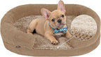 Anti-Anxiety Dog Bed for Medium Dogs, Cozy Round Egg Crate Foam Sofa with Washable Removable Cover & Bolstered Sides, Comfortable Pet Chair or Crate Bed,Camel (35")
