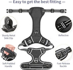 HEELE Dog Harness, No Pull Adjustable Padded Reflective Harness for Small Medium Large Dogs with Handle for Walking Training, Black, XL