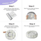 LE SURE Donut Medium Dog Bed - Round Cat Beds for Indoor Cats Calming Pet Beds, Cute Modern Beds with Jacquard Shaggy Plush & Anti Slip Bottom, 30 Inch, Galaxy Grey