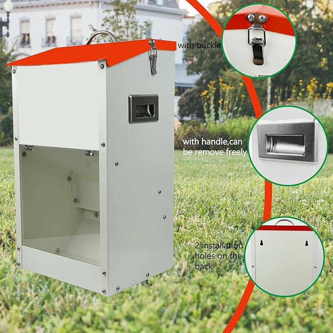 Galvanized Automatic Dog Feeder Large Breed Dog Food Dispenser for Large Dogs, 25lbs Outdoor Pets Feeder Gravity Food Feeder