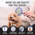 Tauro Pro Line Wooden Deshedding Dog Brush for Long Goldendoodle, Labradoodle & Poodle Hair - Purple Slicker Brush for Dog & Cat Grooming - Oval Flexible Cushion & Non-Slip Grip, M