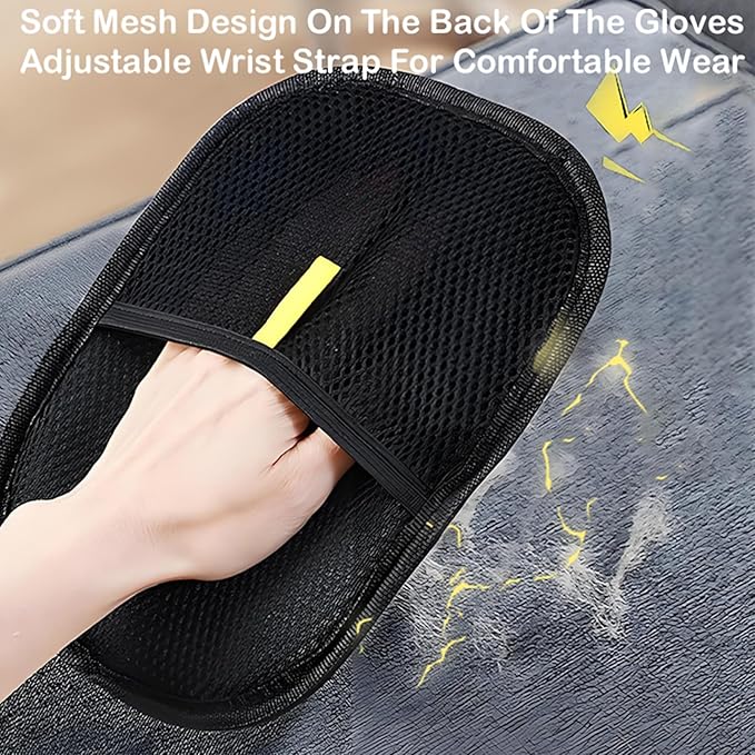 Pet Hair Remover Glove for Cats & Dogs, 2PC Electrostatic Pet Hair Remover Glove, Cat Grooming Gloves for Hair Removal, Grooming Clothes, Sofas