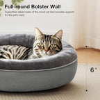 Love's cabin Round Donut Cat and Dog Cushion Bed, 20in Pet Bed for Cats or Small Dogs, Anti-Slip & Water-Resistant Bottom, Super Soft Durable Fabric Pet beds, Washable Luxury Bed Solid Grey