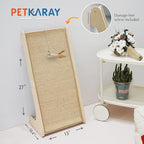 PETKARAY Cat Scratcher, Sisal Cat Scratching Ramp, L Shape Scratch Pad for Indoor Kitty, 27" Wall Furniture Protector with Mouse Toy