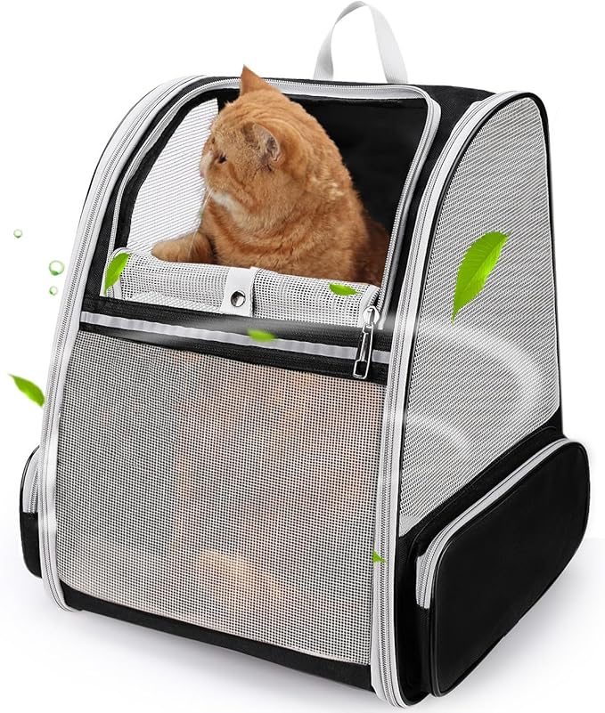 Lollimeow Cat Backpack Carrier, Ideal for Small Animals & Puppies, Outdoor Adventures, Vet Transport. Fully Ventilated Design for Ultimate Comfort On-The-Go