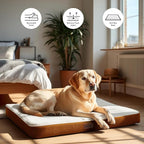 Deconovo Orthopedic Dog Bed for Medium & Large Dogs – Supportive Memory Foam with Washable Cover, Non-Slip Base – Comfort for Senior, Arthritic & Active Pets, White and Orange Side, 44" Lx32 Wx3 Th