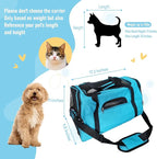 Expandable Cat Carrier for Travel, Soft-Sided Pet Carrier for Cats and Small Dogs, Airline Approved, Comfortable & Breathable Cat Carrying Bag with Adjustable Strap for Daily Use & Airplane(Blue)