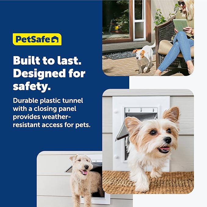 PetSafe Wall Entry Pet Door - Rust-Free Telescoping Frame - Easy Install for Interior & Exterior Walls 4 3/4" - 7" Thick - Small - for Pets Up to 15 lbs