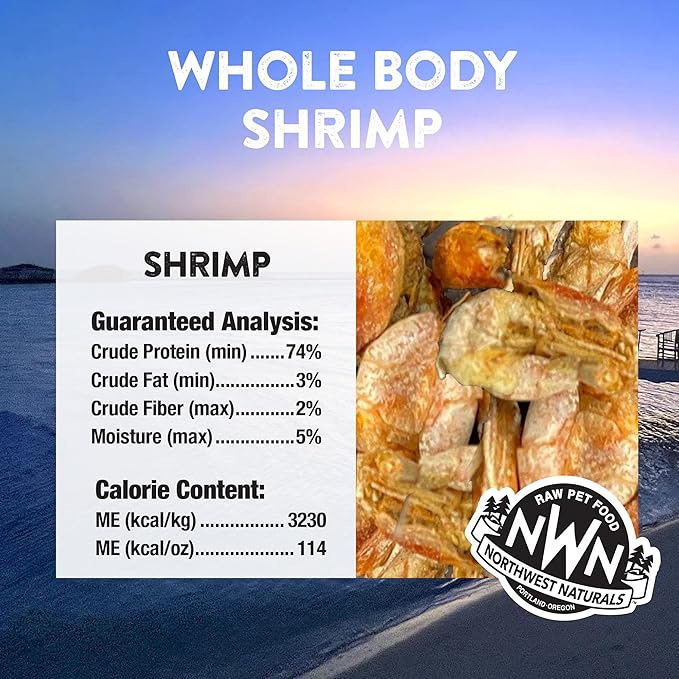 Northwest Naturals Raw Rewards Freeze-Dried Shrimp Treats for Dogs and Cats - Bite-Sized Pieces - Healthy, 1 Ingredient, Human Grade Pet Food, All Natural, Proudly Made in USA, 1 Oz