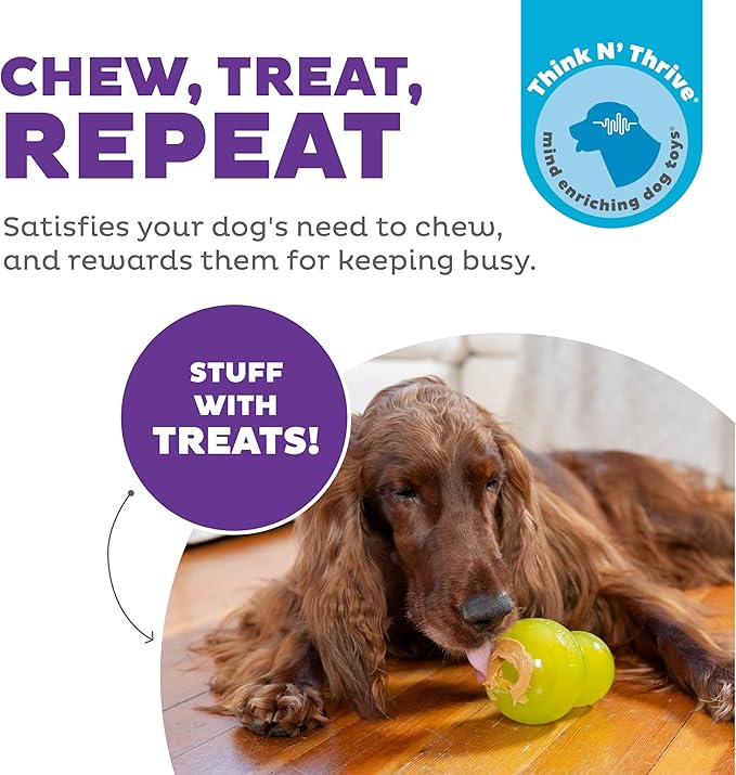 Outward Hound Double-Tuff Stuffable Dog Toy, Large 5-Inch Green - Treat Dispensing Chew Ball for Medium to Large Dogs, Interactive Puzzle for Enrichment & Slow Feeding