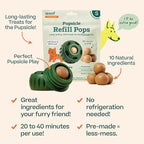 WOOF Pupsicle Refill Pops - Low-Mess Dog Snacks - with Peanut Butter and Beef - Dog Treats - Long Lasting - Small Pops - 10 Count