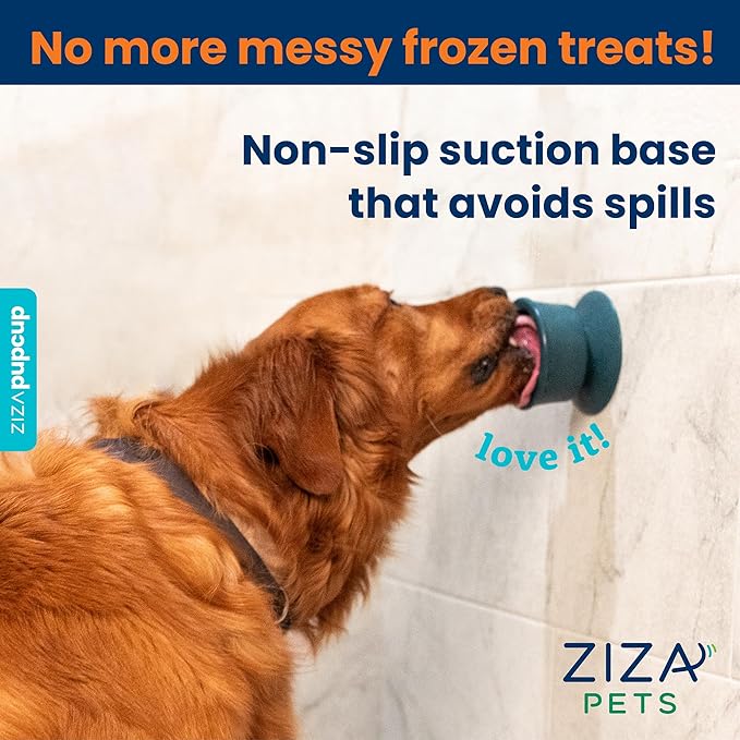 PUPCUP Frozen Dog Toy with Suction Base, Licking Enrichment Toy for Boredom, Fillable and Freezable, Mess-Free and Non-Slip Dog Toy