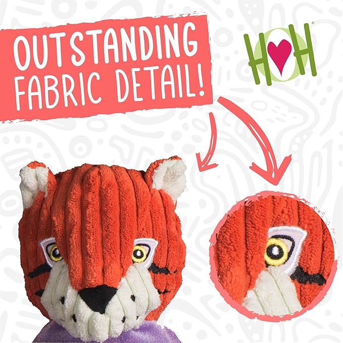 HuggleHounds Knottie Plush Dog Toy - Stuffed Animal Toy, Puppy Toys, Squeaky Dog Toy for Small, Medium & Large Dogs, Durable Plush to Keep Busy, Officially Licensed - Clemson Uni Tiger, Small