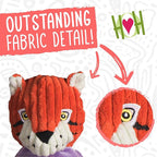 HuggleHounds Knottie Plush Dog Toy - Dog Stuffed Animal Toy, Puppy Toys, Squeaky Dog Toy for Small, Medium & Large Dogs, Durable Plush to Keep Them Busy, Officially Licensed - Mike The Tiger, Large