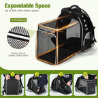Lekereise Cat Backpack Carrier, Expandable Large Space Cat Bubble Backpack for Kitty Small Dog up to 18lbs, Transparent Pet Carrier for Travel, Hiking, Walking & Outdoor, Black