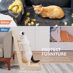 PETKARAY 105° Cat Scratcher, Sisal Kitty Scratch Pad, L Shape Scratching Board for Indoor Cats, Floor Mounted Scratcher with Mouse Toy Catnip