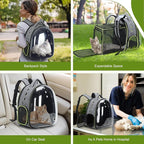 Lekereise Cat Backpack Carrier, Expandable Large Space Cat Bubble Backpack for Kitty Small Dog up to 18lbs, Transparent Pet Carrier for Travel, Hiking, Walking & Outdoor, Gray