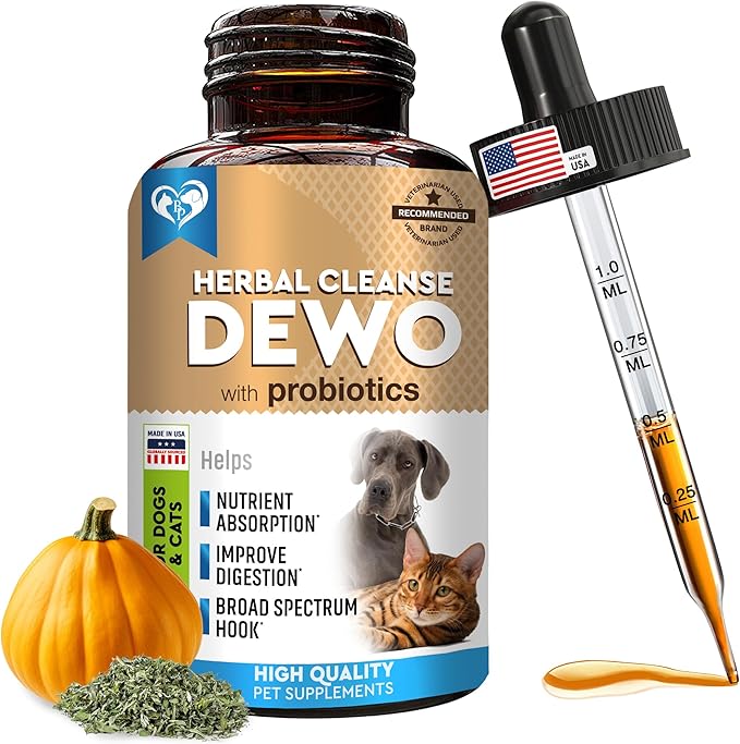 Natural Intestinal Defense for Dogs & Cats – Herbal Cleanse with Wormwood, Black Walnut & Probiotic – Promotes Healthy Gut & Flora Balance – Advanced Broad Spectrum Formula – Made in USA