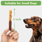 MON2SUN Dog Treats 5 Inch Double Flavor Chicken & Chicken Liver Wrapped Rawhide Sticks, Teeth Cleaning for Small Dogs, 10.6 oz (15 Count)
