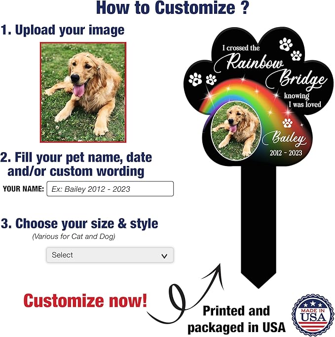 Customized Pet Sympathy Deceased Picture Grave Marker Losing A Dog Bereavement Photo Grave Marker In Loving Memory of Cat Plaque Sentimental Quote Animal Tribute Keepsake Gift Garden Decor