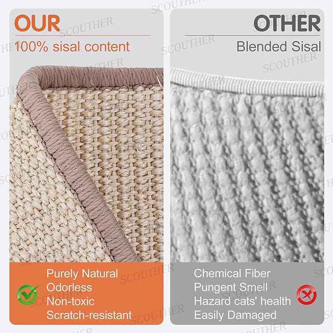 Sisal Cats Scratcher Bed Shaped U, Beech Wood Scratching Pad Indoor cat Toy,Durable,Wooden Cat Furniture Protector, Scratch Post for Larges Cats Scratcher Lounge,Clawing and Play