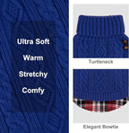 KYEESE Dog Sweater Thick Pet Coat for Fall Winter Cold Weather Warm Turtleneck Medium Dogs Sweater Soft Pullover Dog Sweaters for Medium Dogs Girl Stretchy Knitwear Cat Clothes with Gingham Patchwork