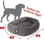 Majestic Pet 32 Inch Suede Calming Dog Bed Washable 32x23x7 (Inch) – Cozy Soft Round Donut Dog Bed with Spine Support for Dogs to Rest Their Head - Pet Bed Medium – Gray