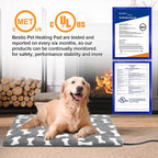Bestio Cat Heating Pad 16 in Pet Heating Pad, Obtained MET and UL Dual Certification,Smart Thermostat Switch Adjustable from 1-24 Hours, Indoor Heated Electric Pet Bed for Cats Dogs - Gray