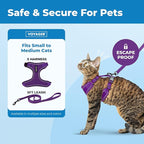 Voyager Escape-Proof Step-in Lock Cat Harness & 5ft Neoprene-Handle Leash Set All-Weather Mesh with Reflective Stitching for Small to Large Cats by Best Pet Supplies, Purple (327), M