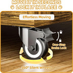 46" Large Dog Crate Furniture, Double Door Wooden Indoor Dog Kennel Furniture, Decorative Pet Cage End Table with Wheels for Extra Large Breed Dogs, Size 2XL, Rustic Brown