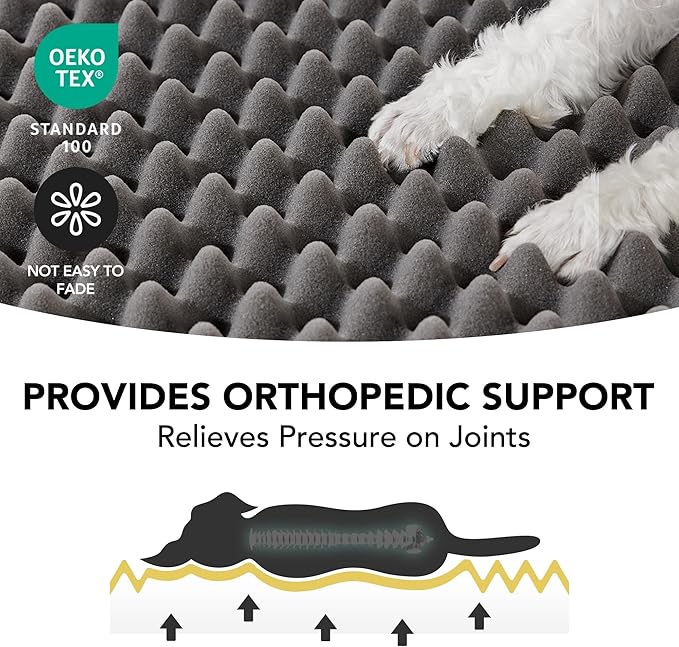 Deconovo Orthopedic Dog Bed for Medium & Large Dogs – Supportive Memory Foam with Washable Cover, Non-Slip Base – Comfort for Senior, Arthritic & Active Pets, Light Grey, 44" Lx32 Wx3 Th