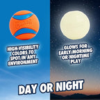 Chuckit! Ultra Ball Dog Toys - Size Large - for Dogs 60-100 lbs - Made from Durable Rubber - Super Bouncy - Day & Night Bundle - Floats in Water - 3-inch Diameter - Pack of 2