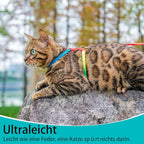 PUPTECK Adjustable Cat Harness and Leash Set Escape Proof Kitten Strap Collar for Walking Travel, Multicolor