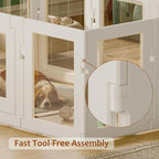 Clear Acrylic Dog Playpen Indoor, Puppy Cat Small Pet Play Pen, Easy Assemble & Disassemble Sturdy Plastic Dog Fence with Heavy Duty Door Lock (24In H, 8PCS), White