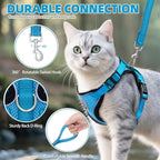 PUPTECK Cat Harness and Leash Set Escape Proof Reflective Cat Walking Harness Adjustable Soft Breathable Mesh Vest for Small Pets, Blue, S