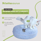 CATTASAURUS Peekaboo Cat Cave for Multiple & Large Cats Up to 30-45 Lbs, Scratch Detachable & Washable Tunnel Bed, Comfy Donut Cat Cave (Light Gray, Jumbo)