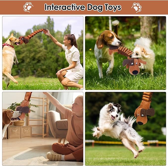 Dog Toys Plush Large Dogs with Squeaky and Crinkle Paper, Tug of War Pet Toys, Interactive Puppy Chew Toys for Small, Medium and Large Dogs