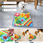 Snuffle Mat for Dogs Cats Rabbits, Pet Treats Feeding Mat, 15.4 x 15.4 inch for Small & Medium, Felt Wool Dog Sniff Mats for Slow Feed, Rabbit Foraging Mats, Relieve Anxiety, with Anti-Slip Bottom