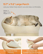 Feandrea Cat Tree, 26.4-Inch Cat Tower, S, Cat Condo for Kittens up to 7 lb, Large Cat Perch, 2 Cat Caves, Scratching Post, Beige UPCT611M01