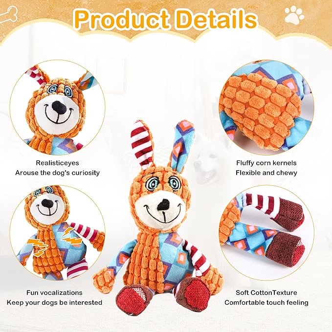 Squeak Dog Toys Durable Plush for Small & Medium Breeds - Soft Chew-Resistant Fabric, Interactive Indoor/Outdoor Play, Perfect for Puppy Teething - Ideal Pet Gift, Dog