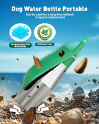 Portable Dog Water Bottle Bowl - 27 oz Travel Water Bowl Dispenser for Dogs, Stainless Steel Leak-Proof, A Must-Have for Outdoor, Camping, Walking, Beach, Hunting and Other Scenes （Green）