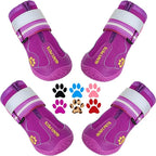 QUMY Dog Shoes for Large Dogs, Medium Dog Boots & Paw Protectors for Winter Snowy Day, Summer Hot Pavement, Waterproof in Rainy Weather, Outdoor Walking, Indoor Hardfloors Anti Slip Sole Purple Size 2