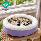 Love's cabin Round Donut Cat and Dog Cushion Bed, 20in Pet Bed for Cats or Small Dogs, Anti-Slip & Water-Resistant Bottom, Super Soft Durable Fabric Pet beds, Washable Luxury Bed Lavender